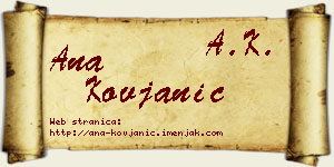 Ana Kovjanić vizit kartica